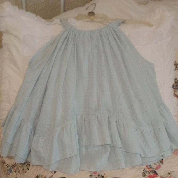 Lulu's Light Blue Ruffle-Hem Tank - Picture 4 of 4